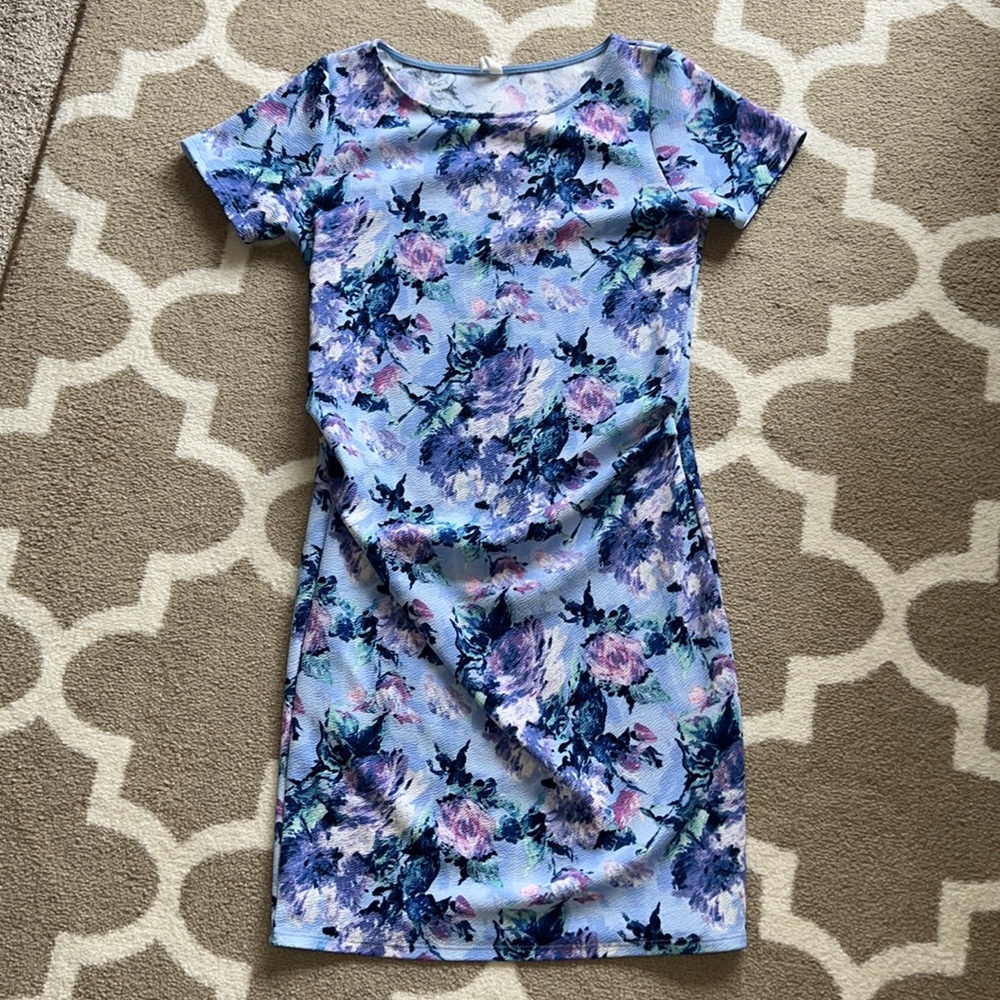 Pink Blush blue and purple floral dress